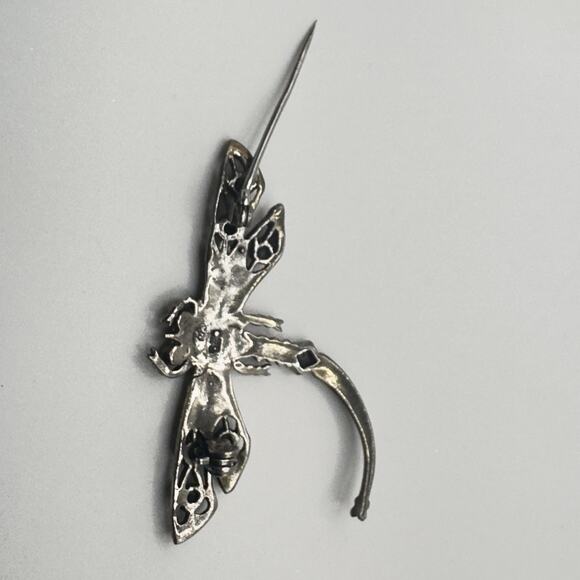 Vintage Marcasite Brooch Dragonfly Signed MC Marsala Art Deco Style Sterling 5g - Picture 6 of 8